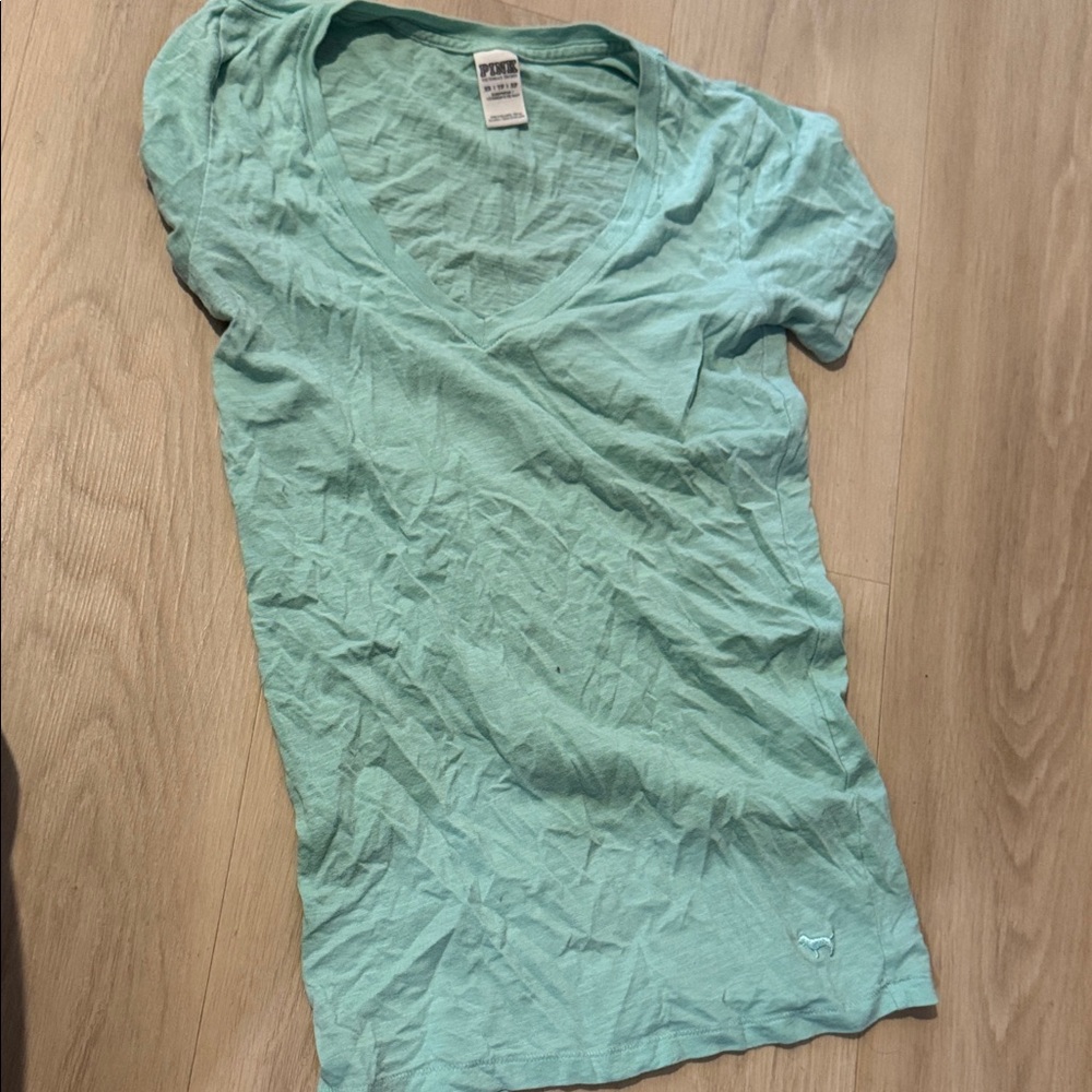 PINK Victoria's Secret Light Green V-Neck Tee